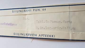 Siilijärven Apteekki, 1961, resepti signatuuri
