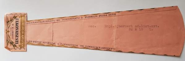 Willhelms&#039;in Apteekki - W.W. Lindqvist - Helsinki, 1934, resepti signatuuri
