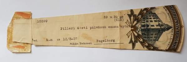 Willhelms&#039;in Apteekki - W.W. Lindqvist - Helsinki, 13.5. 1937, resepti signatuuri