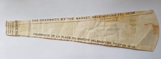 Apoteket vid Salutorget Helsingfors, 1936, resepti signatuuri