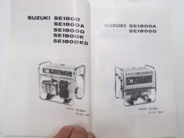Suzuki SE1800 / SE1800A / SE1800D / SE1800K / SE1800KD / SE1800L / SE1800LA / SE1800KL Generator Parts Catalogue -generaattori varaosaluettelo