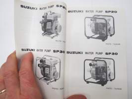 Suzuki SP20 / SP30 Water pump parts catalogue -vesipumppu varaosaluettelo