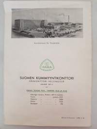 PARA Kumiteollisuus O.Y. Tampere -päällyskenkien hinnasto N:o 13 1936 ja 1937. Suomen Kumimyyntikonttori, yksinmyyjä Suomessa