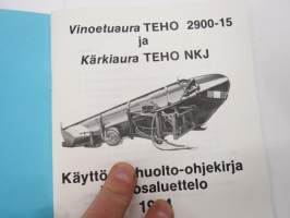 Teho 2900-15 vinoetuaura, Teho NKJ kärkiaura - Käyttö- ja huolto-ohjekirja + varaosaluettelo 1984 -operating and service instructions, parts catalog for snow plough