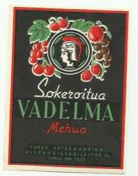 Sokeroitua Vadelma Mehua -  juomaetiketti tuote-etiketti