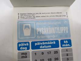 Helsinki - Helsingfors 5 pysäköintilippua á 3 mk - 5 parkeringsbiljetter - sarja nr B081486, vuodelta 1995