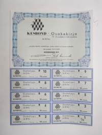 Kesbond Oy, Järvenpää 1988, Litt. C 10 B-osaketta á 100 mk, 1 000 mk -osakekirja / share certificate