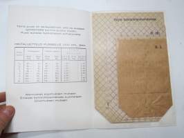 W. Rosenlew &amp; Co Oy Säkki- ja pussitehdas näytepussit 6 kpl -hinnasto näytepusseineen -paper bag samples / brochure