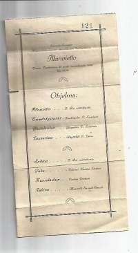 Illanvietto Lounais-Suomen Maanviljelysseyuran karjapäivien Turun Teatterissa 1930 - pääsylippu ja ohjelma