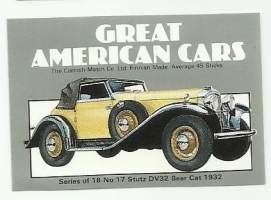 Great American Cars / Stutz DV32 Bear Cat 1932  tulitikkuetiketti