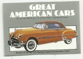 Great American Cars / Pontiac 1951 - tulitikkuetiketti