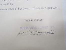 Munsaaren Saha OY, Saha ja höyläämö, Astiatehdas Munsa, Kotka Mussalo, 18.9.2946 -asiakirja / business document