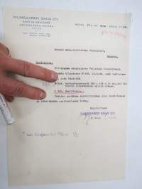 Munsaaren Saha OY, Saha ja höyläämö, Astiatehdas Munsa, Kotka Mussalo, 19.9.2946 -asiakirja / business document