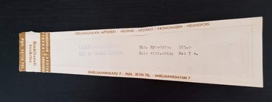 KA Kruunuhaan Apteekki, 1954, resepti signatuuri