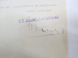 Oy Suolahden tehtaat, Suolahti, 2.5.1922 -asiakirja / business document