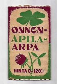 Onnen Apila- arpa  / Maaseudun Nuorten liitti, Maalaisliiton Naiset  - arpa 1956