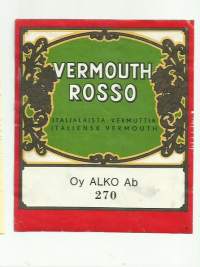 Vermouth Rosso  Alko nr 270 - viinietiketti viinaetiketti