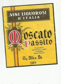 Moscato Passito Alko nr 289 - viinietiketti viinaetiketti