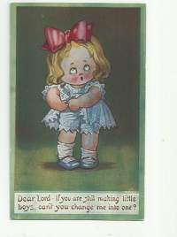 Hyvä Jumala tee minusta poika- lapsipostikortti postikortti kulkenut nyrkkipostissa