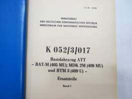 Basisfahrzeug ATT - BAT-M (405 MU); MDK 2M (409MU) und BTM 3 (409 U) - Ersatzteile Band 1 &amp; 2 1986 -varaosaluettelo / parts catalog