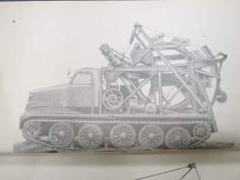 Der Grabenbagger BTM (DV-45/7) - A 052/1/107 -juoksuhaudan / suojakaivannon kaivinkone BTM-alusta, käyttöohjekirja / tekniset tiedot / huoltoa -trench digger tank