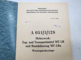 Mehrzweck- Zug- und Transportmittel MT-LB und Basisfahrzeug MT-LBu Wartungstechnologie -huolto-ohjekirja / service