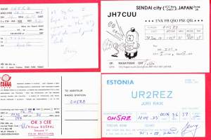 Radioamatöörien yhteyskortteja (QSL) erä 1. 10 kpl eri maista 1950-luvulta 1970-luvulle