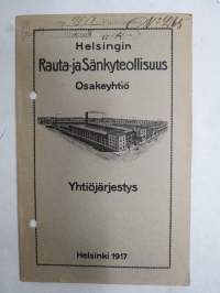 Helsingin Rauta- ja Sänkyteollisuus Osakeyhtiö - Yhtiöjärjestys 1917 -company rules