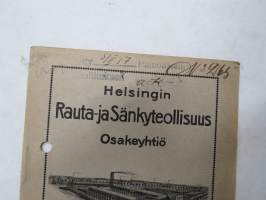 Helsingin Rauta- ja Sänkyteollisuus Osakeyhtiö - Yhtiöjärjestys 1917 -company rules