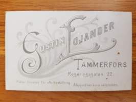 CDV - Visiittikorttivalokuva. Gustin Lojander Hallituskatu 22 Tampere. 1893-1914.