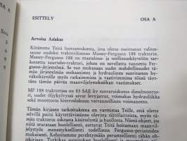 Massey Ferguson 188 traktori -käyttöohjekirja + varaosakuvasto