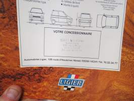 Ligier Optima -myyntiesite / sales brochure