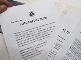 Lotus -myyntiesite / Lehdistökansio / sales brochure / press release kit