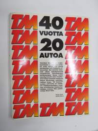 Tekniikan Maailma 40 vuotta 20 autoa -20 vuoden aikana esiteltyjen autojen &quot;parhaat&quot; keräilykansiossa