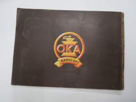 OKA:n keräilykansio - sisältää OKA kahvipakettikuvia 23 kpl -collectible cards