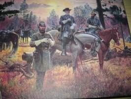 USA:n sisällisota, Robert E. Lee &amp; Stonewall Jackson, canvastaulu, koko noin 20 cm x 30 cm. Tehty 50 numeroitua kappaletta. Hieno esim. lahjaksi.