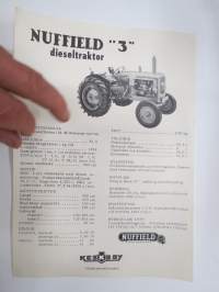 Nuffield Universal &quot;3&quot; dieseltraktor, traktori -myyntiesite, ruotsinkielinen / tractor sales brochure, in swedish
