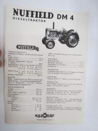 Nuffield Universal DM 4 dieseltraktor, dieseltraktori -myyntiesite, ruotsinkielinen / tractor sales brochure, in swedish