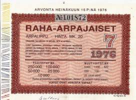 Raha-arpa 1976 / 7  arpa
