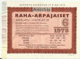 Raha-arpa 1973 / 6 arpa