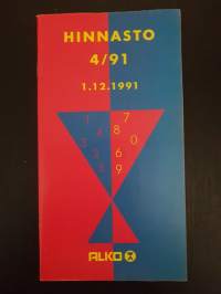 Alko hinnasto 4/91, 1.12.1991