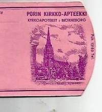 Porin Kirkko- Apteekki  - apteekkisignatuuri reseptiliuska  blanko