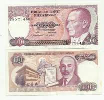 Turkki  100 Lira 1970 (1984) seteli