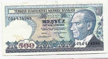 Turkki  500 Lira 1970 (1983) seteli