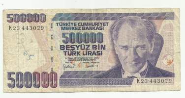 Turkki  500 000 Lira 1970 (1998) seteli