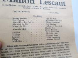 Manon Lescaut (Abbé Prévost) -elokuvan (mykkäfilmin) käsiohjelma 1925, pääosissa Lya de Putti, Wladimir Gaidarow, Eduard Rothauser, Fritz Greiner -movie program
