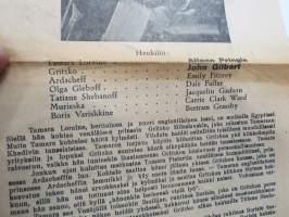 Kun hetki lyö (His hour) -elokuvan (mykkäfilmin) käsiohjelma 1925, pääosissa Alleen Pringle, John Gilbert, Emily Fitzroy, Dale Fuller -movie program