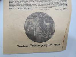 Kun hetki lyö (His hour) -elokuvan (mykkäfilmin) käsiohjelma 1925, pääosissa Alleen Pringle, John Gilbert, Emily Fitzroy, Dale Fuller -movie program