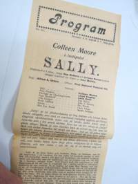 Sally -elokuvan (mykkäfilmi) käsiohjelma 1925, pääosissa Colleen Moore, Lloyd Hughes, Leon Errol, Dan Mason, Eva Novak -movie program