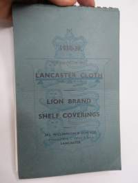 Lancaster Cloth - Jas. Williamson &amp; Son, Ltd - Lion Brand shelf coverings 1938-39 catalog -hyllypäällysteiden luettelo